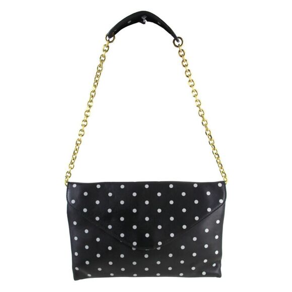 J.CREW Handbags - J.CREW BLACK GENUINE LEATHER POLKA DOT CHAIN ENVELOP SHOULDER BAG HANDBAG PURSE